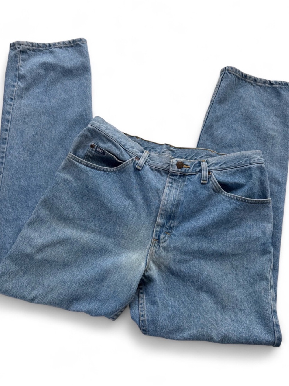 Vintage Lee Jeans 34x31 Light Wash Relaxed Straight 100% Cotton 90s Y2K USA Fab
